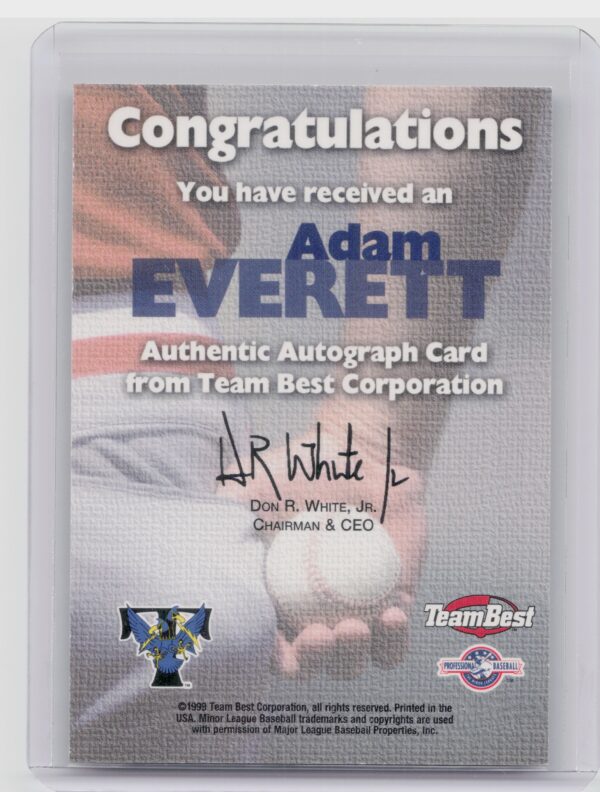 1999 Team Best Rookie Adam Everett AU #NNO Thunder Autographs - Image 3