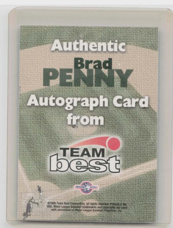 1999 Team Best Rookie Brad Penny AU #NNO Mavericks Autographs - Image 3