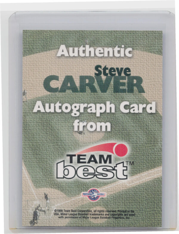 1999 Team Best Rookie Steve Carver AU #NNO Phillies Autographs - Image 3