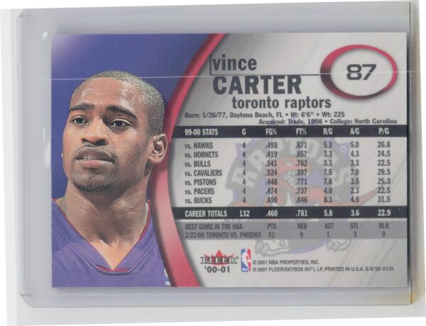 2000-01 E-X Vince Carter #87 Raptors - Image 3