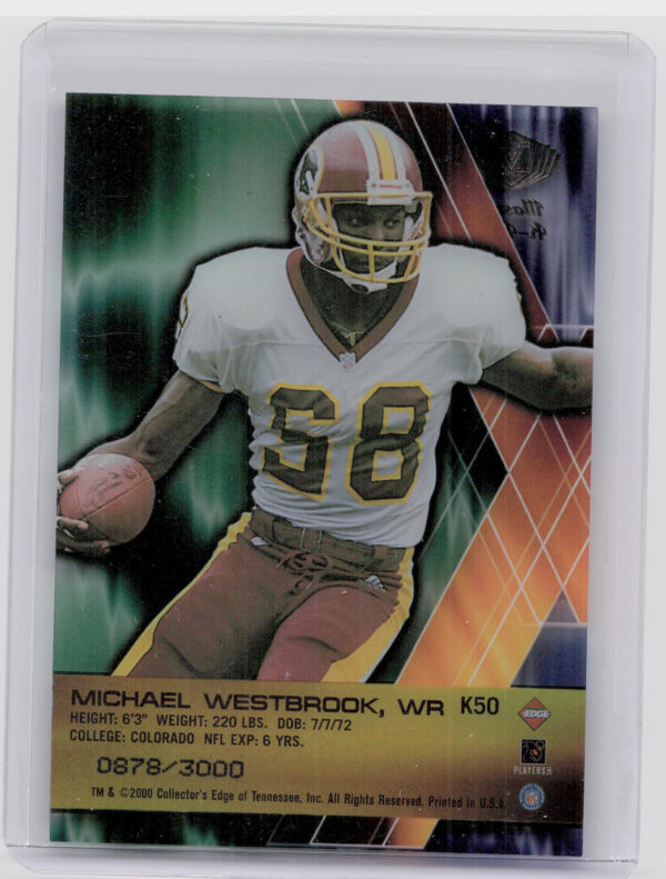 2000 Collector's Edge Masters Michael Westbrook SN3000 #K50 Redskins K Klub - Image 3