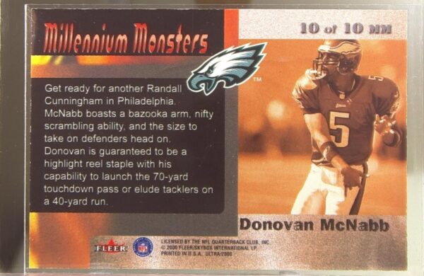 2000 Fleer Ultra Donovan McNabb #10 MM Eagles Millennium Monsters - Image 3