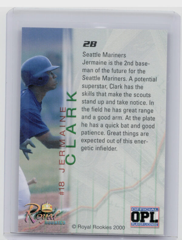 2000 Royal Rookies Futures Jermaine Clark AU SN4950 #18 Mariners Autographs - Image 3