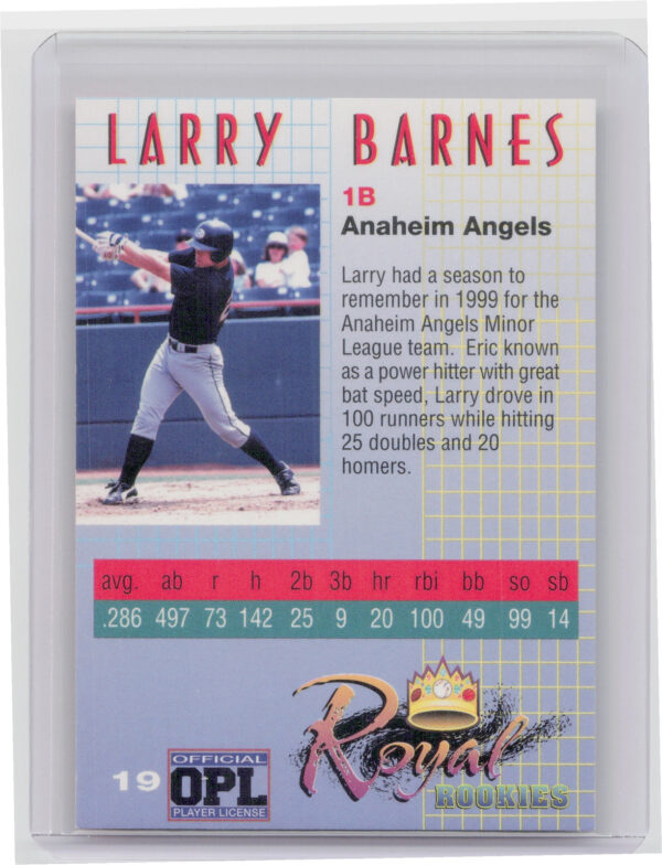 2000 Royal Rookies Larry Barnes AU SN4950 #19 Angels Autographs - Image 3