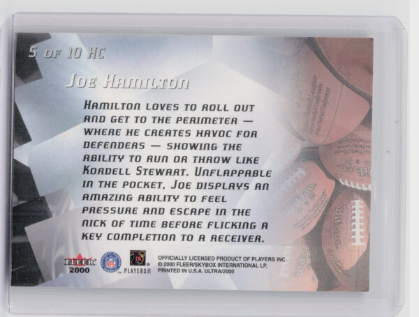 2000 Ultra Joe Hamilton #5 HC Buccaneers Head of the Class - Image 3