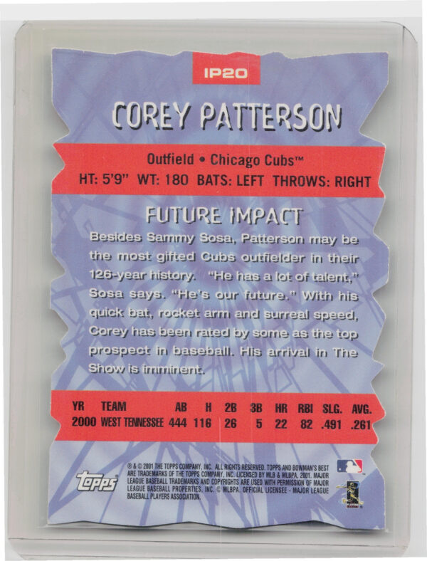2001 Bowman's Best Corey Patterson #IP20 Cubs Impact Players - Image 3