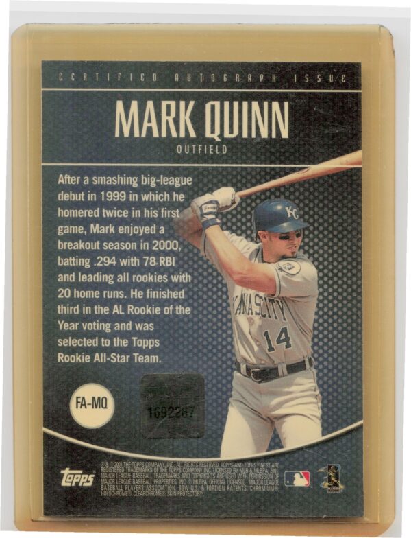 2001 Finest Mark Quinn AU #FA-MQ Royals Autographs - Image 3