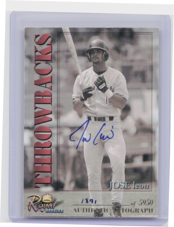 2001 Royal Rookies Throwbacks Jose Leon Auto /5950 #14 Orioles Autographs