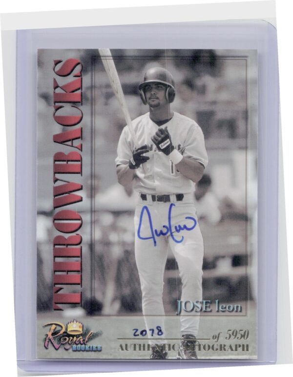2001 Royal Rookies Throwbacks Jose Leon Auto /5950 #14 Orioles Autographs
