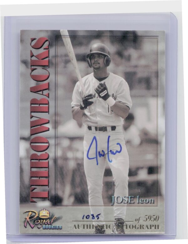 2001 Royal Rookies Throwbacks Jose Leon Auto /5950 #14 Orioles Autographs