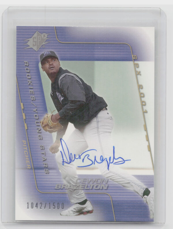 2001 Upper Deck Rookie Update Dewon Brazelton AU SN1500 RC #209 Rays 2001 SPx Up