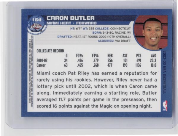 2002-03 Topps Chrome Caron Butler Refractors #164 Heat - Image 3