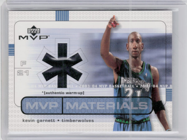 2002-03 Upper Deck MVP Kevin Garnett MEM #KG-W Timberwolves Materials Warm Up