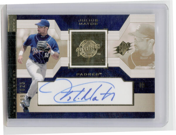 2002 Upper Deck Rookie Update Julius Matos AU SN825 RC #236 Padres 2002 SPx Upda