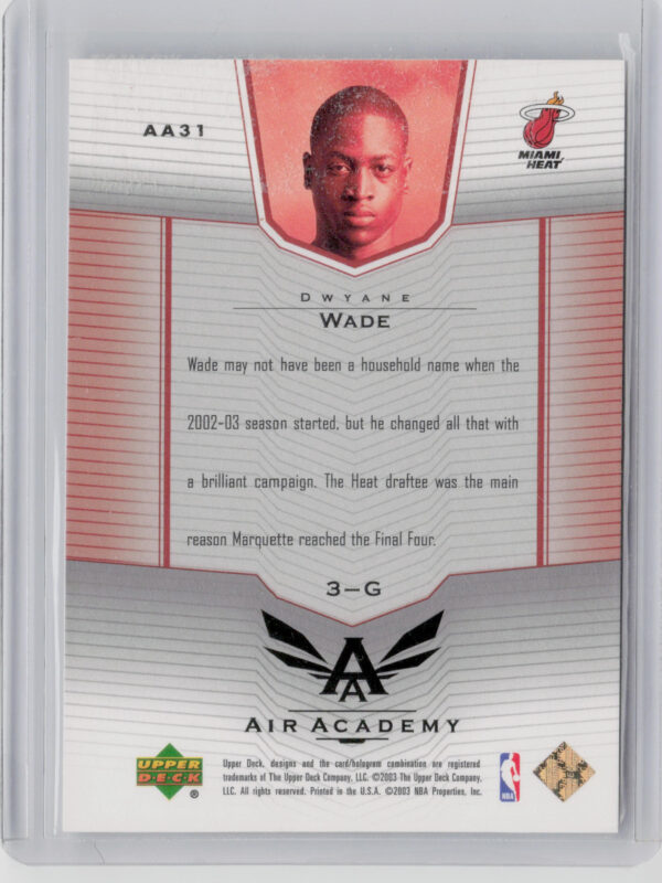2003-04 Upper Deck Dwyane Wade #AA31 Heat Air Academy - Image 3