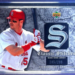 2003 Upper Deck Classic Portraits Jim Edmonds SN299 MEM #GJ-JE Cardinals Stitche