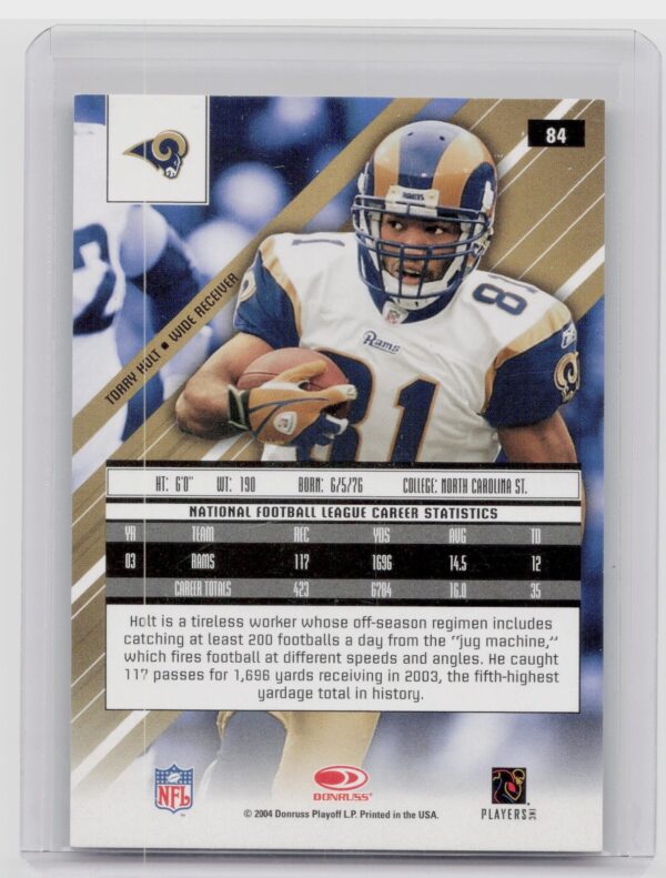 2004 Leaf Rookies & Stars Longevity Torry Holt Emerald /99 #84 Rams - Image 3