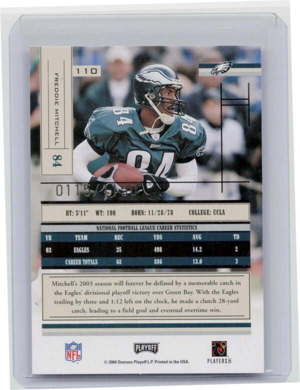 2004 Playoff Absolute Memorabilia Freddie Mitchell /1150 #110 Eagles - Image 3