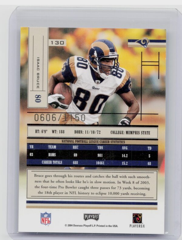 2004 Playoff Absolute Memorabilia Isaac Bruce /1150 #130 Rams - Image 3
