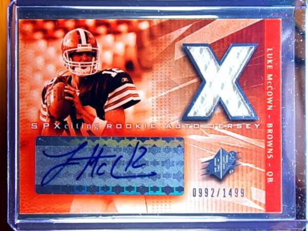 2004 SPx Luke McCown AU SN1499 RC MEM #201 Browns