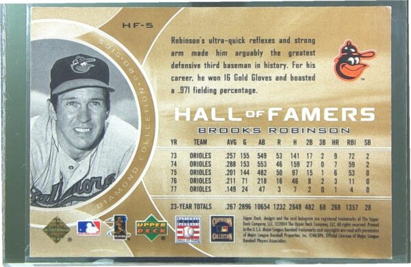 2004 Upper Deck Diamond Collection Pro Sigs Brooks Robinson #HF-5 Orioles HOFers - Image 3