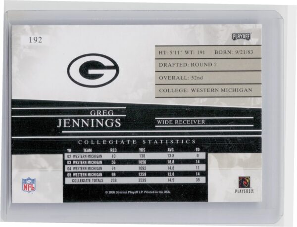 2006 Playoff Prestige Greg Jennings Xtra Points Holofoil Retail #192 Packers - Image 3