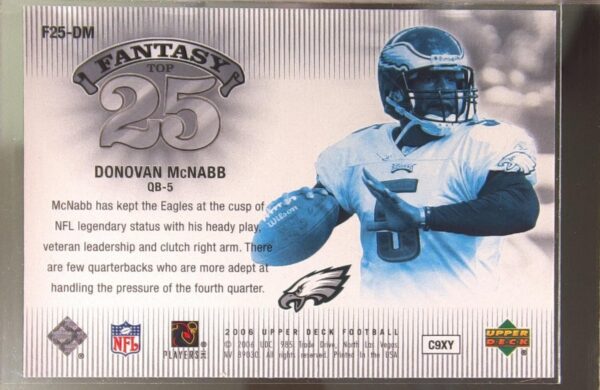 2006 Upper Deck Donovan McNabb #F25-DM Eagles Fantasy Top 25 - Image 3