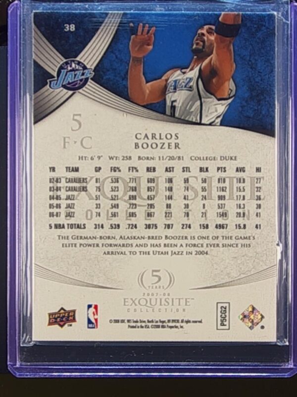 2007-08 UD Exquisite Collection Carlos Boozer /225 #38 Jazz - Image 3