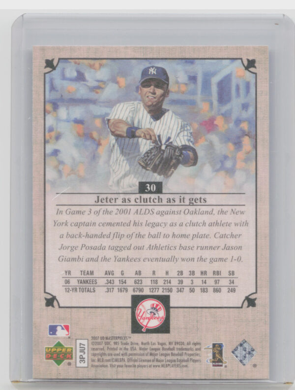 2007 Upper Deck Masterpieces Derek Jeter #30 Yankees - Image 3