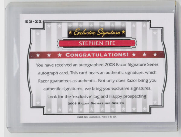 2008 Razor Signature Series Stephen Fife AU #ES-22 Sox Exclusive Autographs - Image 3