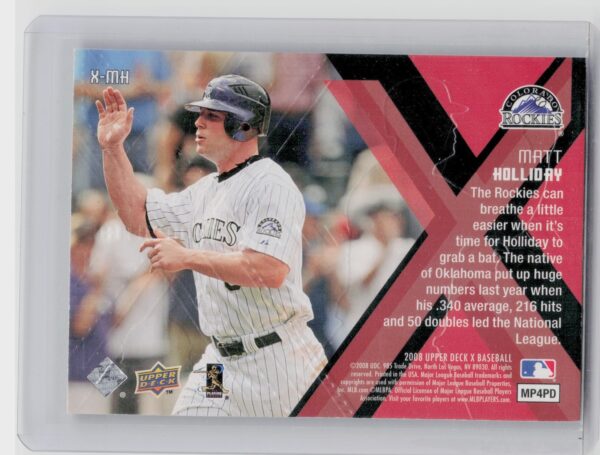 2008 Upper Deck X Matt Holliday #X-MH Rockies Xponential - Image 3
