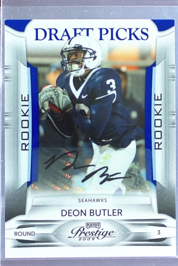 2009 Playoff Prestige Deon Butler Auto /499 RC #132 Seahawks Draft Picks Auto