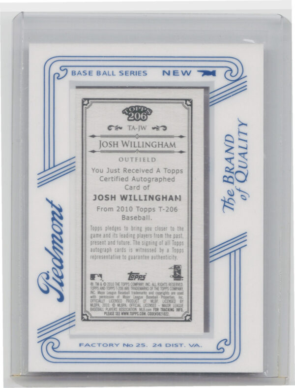 2010 Topps 206 Josh Willingham AU #TA-JW Nationals Mini Framed Autographs Piedmo - Image 3