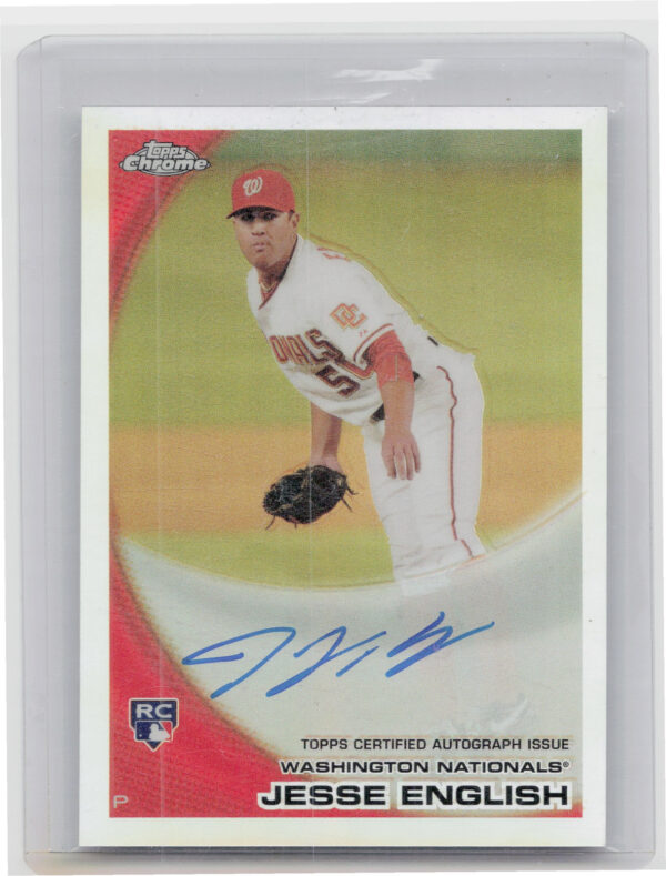 2010 Topps Chrome Jesse English AU SN499 #203 Nationals Rookie Autographs Refrac