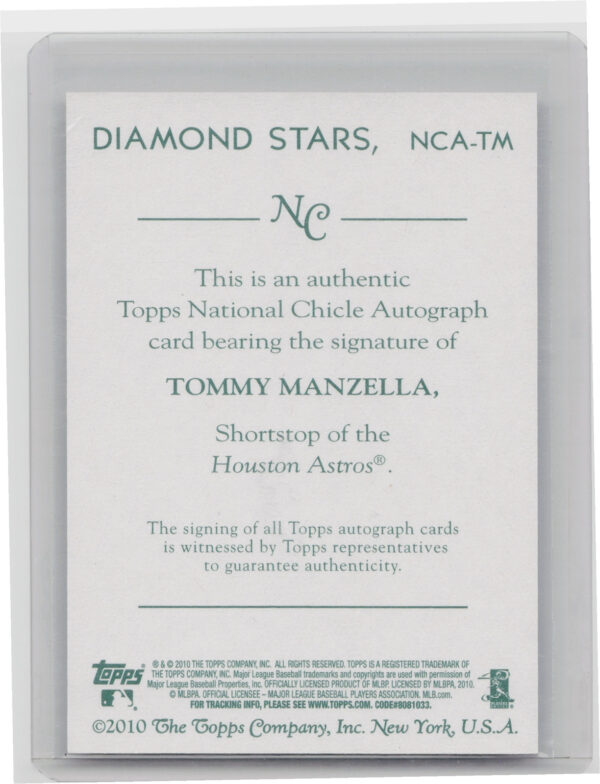 2010 Topps National Chicle Tommy Manzella AU #NCA-TM Astros Autographs - Image 3