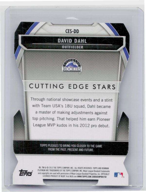 2013 Bowman Platinum David Dahl #CES-DD Rockies Cutting Edge Stars - Image 3