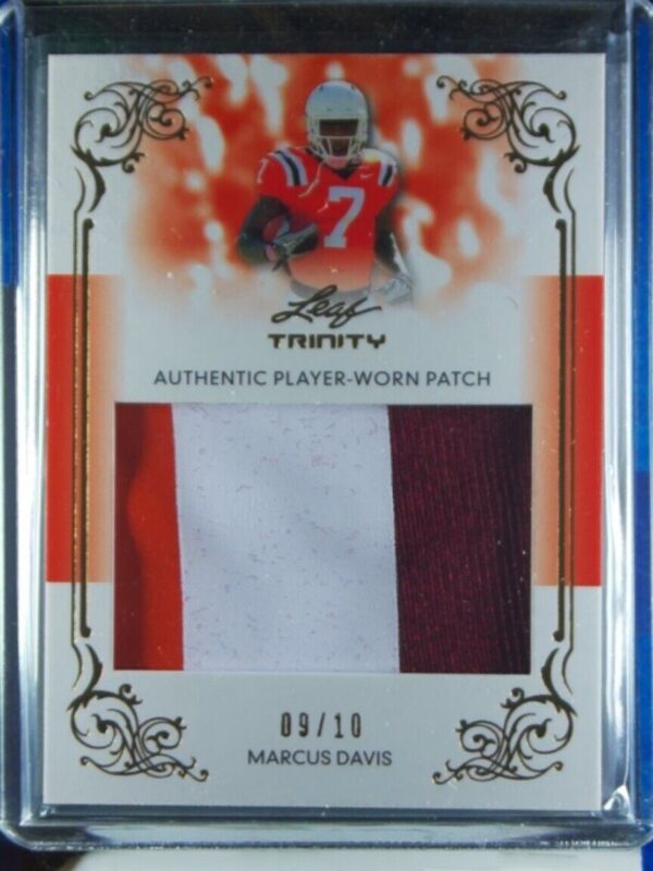 2013 Leaf Trinity Marcus Davis SN10 MEM #DP-MD1 Hokies Jumbo Patch Gold