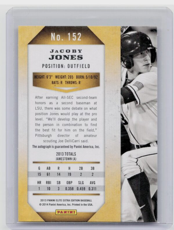2013 Panini Elite Extra Edition JaCoby Jones AU SN673 #152 Pirates - Image 3