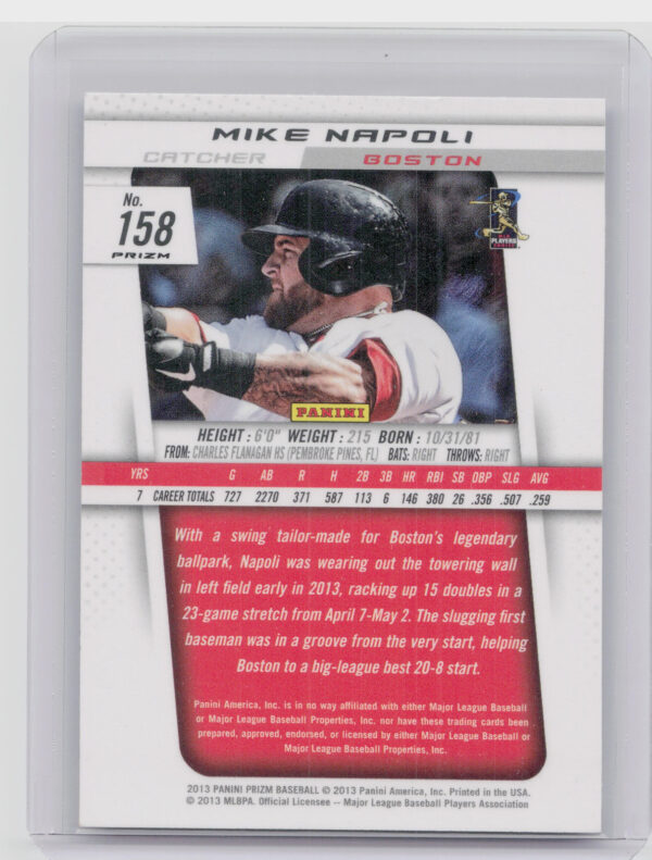 2013 Panini Prizm Mike Napoli Prizms Blue Pulsar #158 Sox - Image 3
