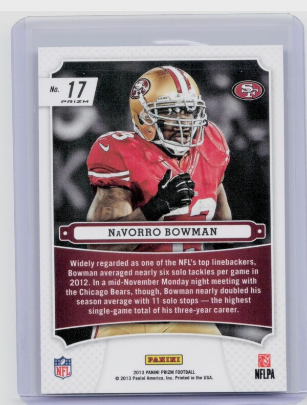 2013 Prizm Navorro Bowman #17 49ers Monday Night Heroes Prizms Green - Image 3