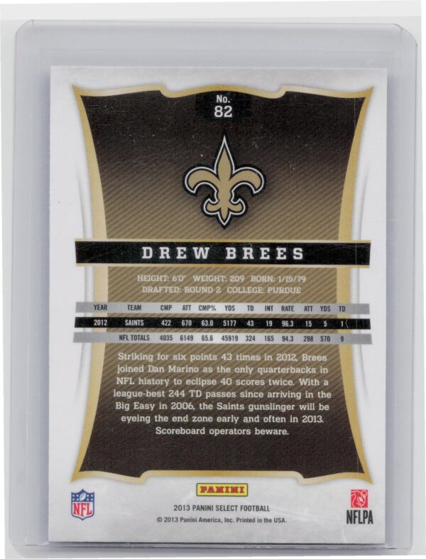 2013 Select Drew Brees #82 Saints - Image 3