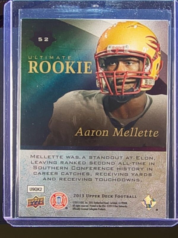 2013 Upper Deck Aaron Mellette /525 #52 Phoenix Ultimate Rookies - Image 3