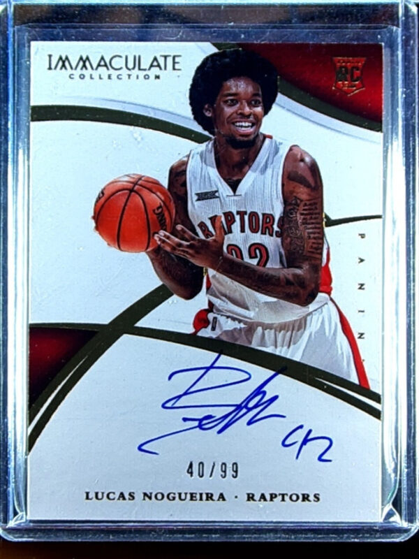2014-15 Panini Immaculate Collection Lucas Nogueira AU RC SN99 #143 Raptors