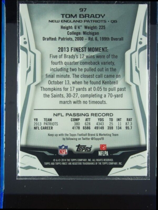 2014 Finest Tom Brady #97 Patriots - Image 3