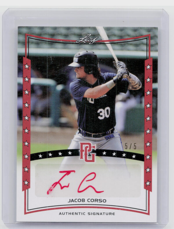 2014 Leaf Perfect Game Jacob Corso AU SN5 #A-JC1 Autographs Red