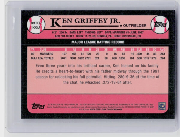 2014 Topps Chrome Ken Griffey Jr. #89TC-KGJ Mariners 1989 Topps Chrome - Image 3