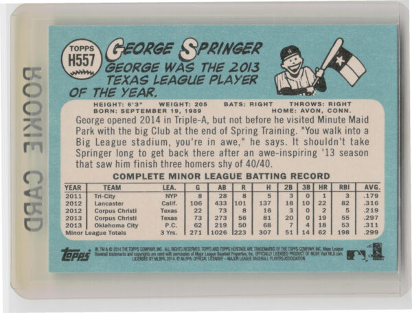 2014 Topps Heritage George Springer #H557 Astros - Image 3