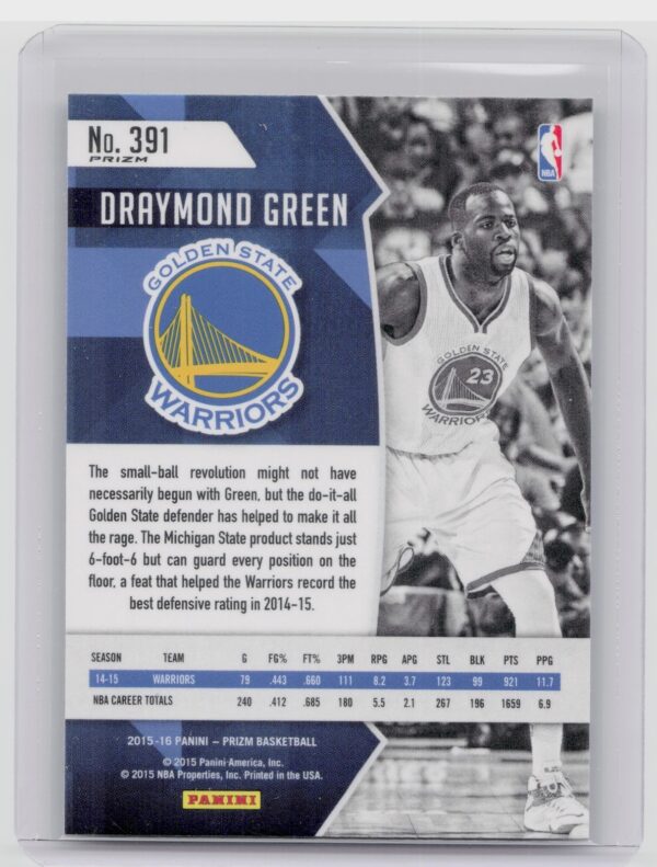 2015-16 Panini Prizm Draymond Green Green Prizms #391 Warriors - Image 3