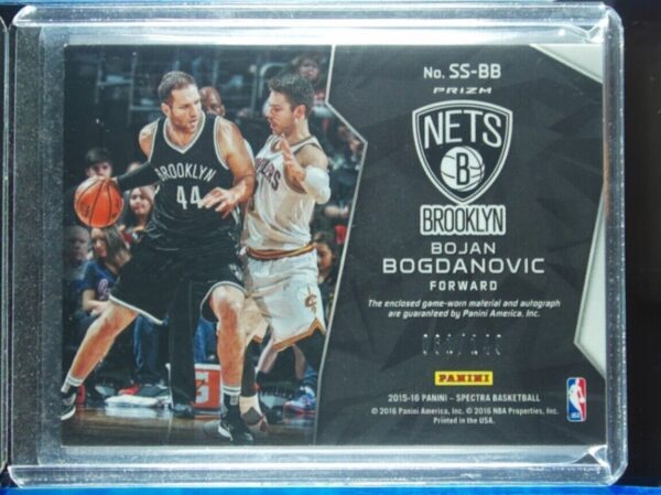 2015-16 Panini Spectra Bojan Bogdanovic AU SN149 MEM #SS-BB Nets Spectacular Swa - Image 3