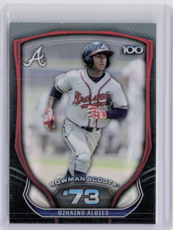 2015 Bowman Ozhaino Albies #BTP-73 Braves Bowman Scouts' Top 100